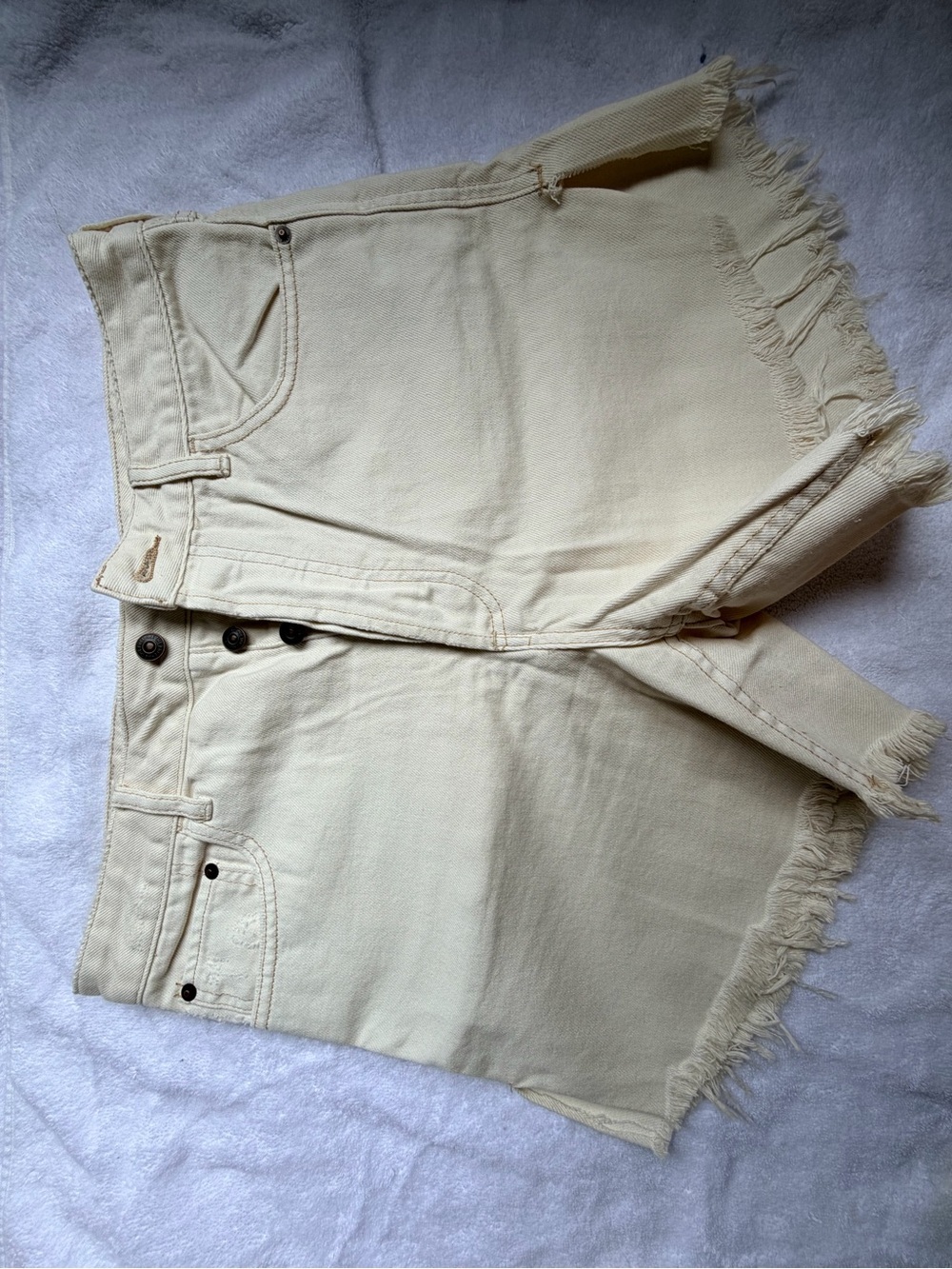 We The Free Cream High-Rise Button-Front Shorts